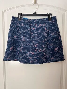 Navy Floral-Print A-Line Skort - Women's